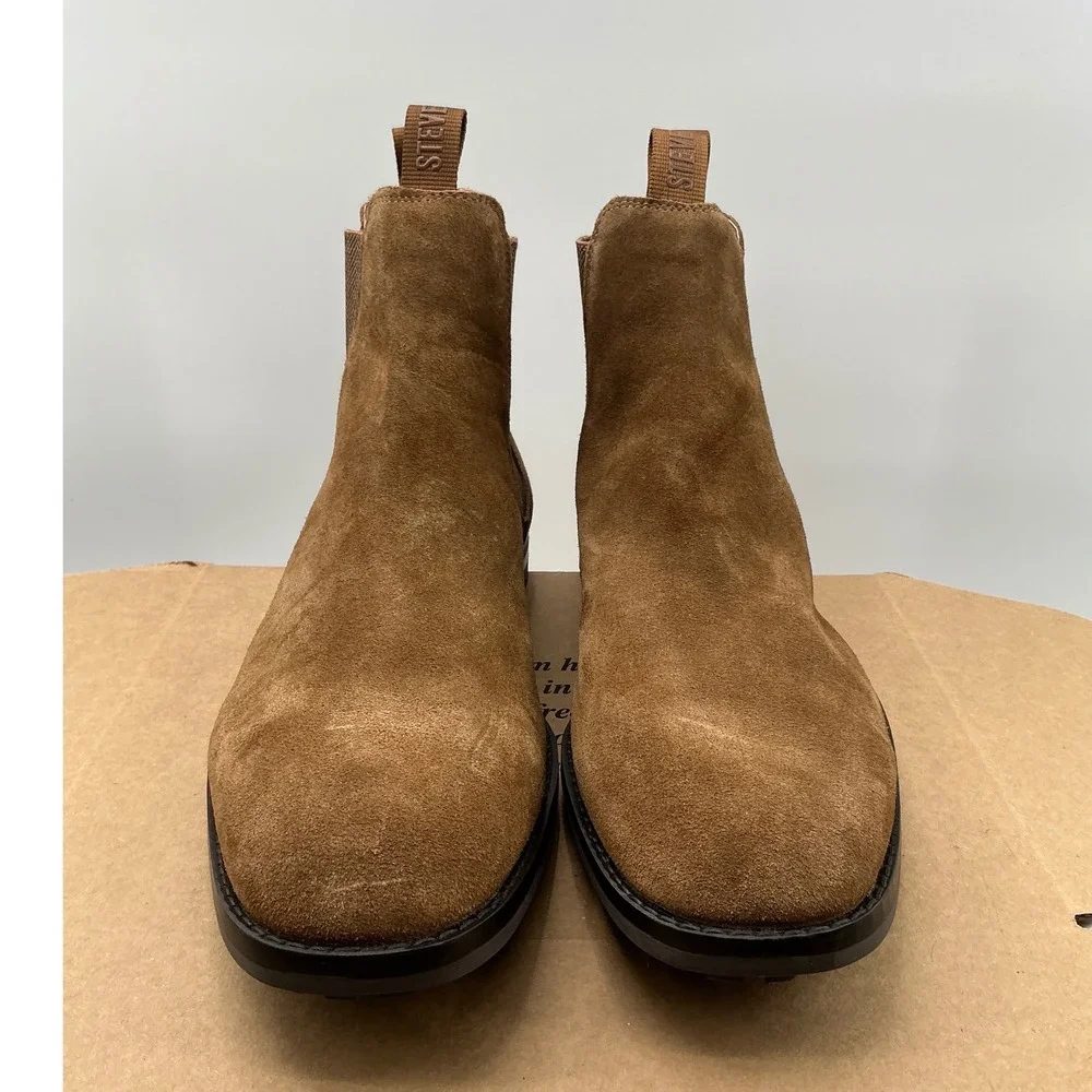Steve Madden P-Fenton Mens Suede Chelsea Boots Cognac Brown 11D P-FENTON